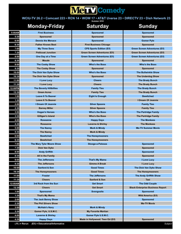 Metv 9-13-10 Schedule