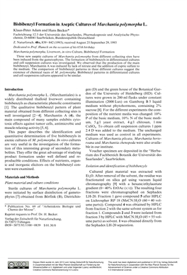 Bisbibenzyl Formation in Aseptic Cultures of Marchantia