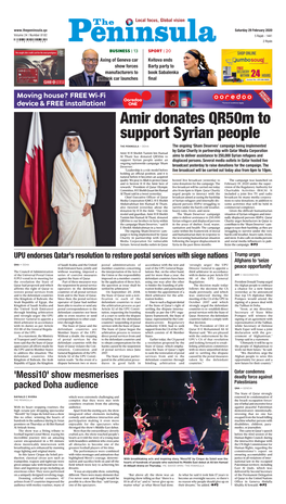 Amir Donates Qr50m to Support Syrian People