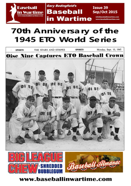 Baseball in Wartime Newsletter Vol 7 No 39 September/October 2015