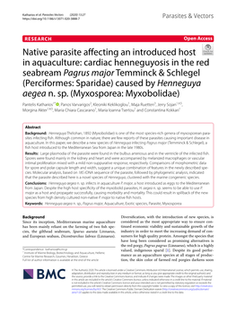Native Parasite Affecting an Introduced Host in Aquaculture: Cardiac Henneguyosis in the Red Seabream Pagrus Major Temminck &