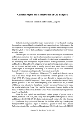 Cultural Rights and Conservation of Old Bangkok