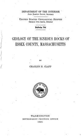 Geology of the Igneous Rocks of Essex County, Massachusetts