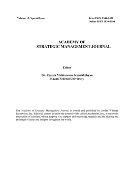 Academy of Strategic Management Journal