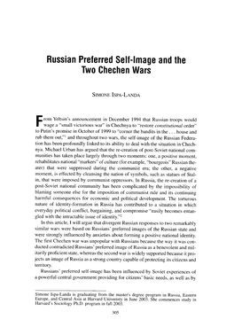 Russian Preferred Seif-Image and the Two Chechen Wars