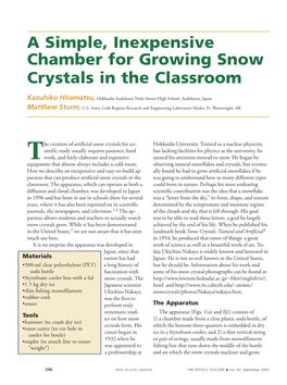 A Simple, Inexpensive Chamber for Growing Snow Crystals in the Classroom