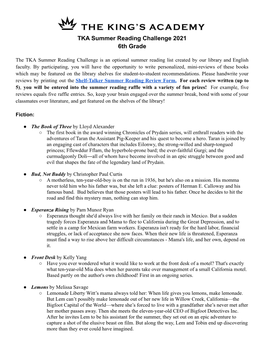 6Th Grade Summer Reading Challenge 2021