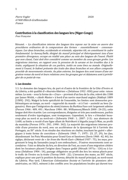 Contribution À La Classification Des Langues Kru (Niger-Congo) Pour Françoise