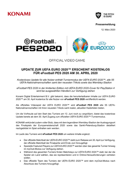 UPDATE ZUR UEFA EURO 2020™ ERSCHEINT KOSTENLOS FÜR Efootball PES 2020 AM 30