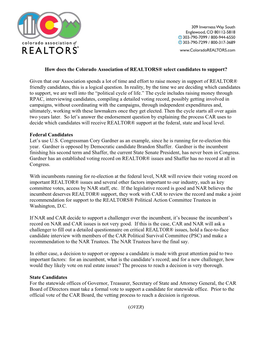 How Does the Colorado Association of REALTORS® Select Candidates to Support?
