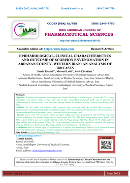 Epidemiological, Clinical Charachterictics and Outcome Of