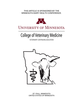This Article Is Sponsored by the Minnesota Dairy Health Conference