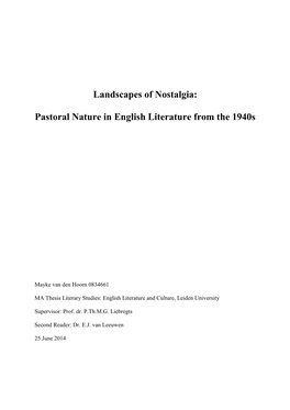 Landscapes of Nostalgia: Pastoral Nature in English Literature From