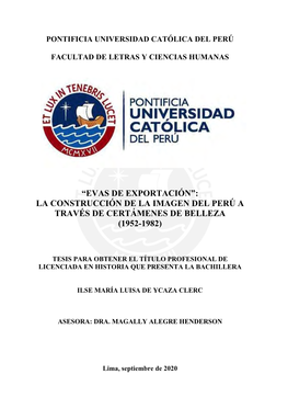 “Evas De Exportación”: La Construcción De La Imagen Del Perú a Través De Certámenes De Belleza (1952-1982)