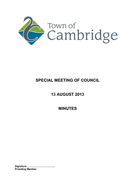 Special Meeting of Council 13 August 2013 Minutes