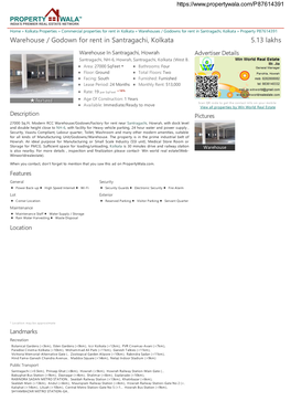 Warehouse / Godown for Rent in Santragachi