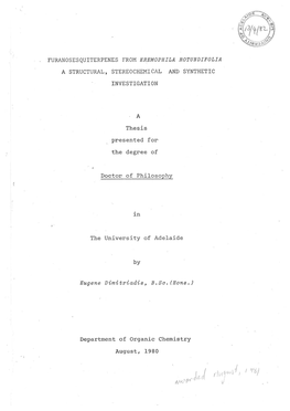 Furanosesquiterpenes from Eremophila Rotundifolia : A