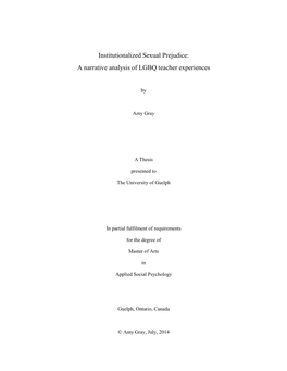 Institutionalized Sexual Prejudice: a Narrative Analysis of LGBQ Teacher Experiences