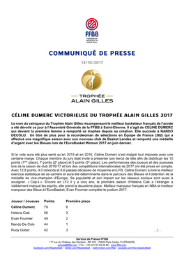 Le Nom Du Vainqueur Du Trophée Alain Gilles Récompensant Le