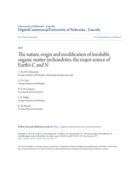 The Nature, Origin and Modification of Insoluble Organic Matter