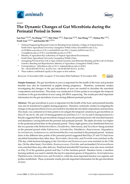 The Dynamic Changes of Gut Microbiota During the Perinatal Period in Sows