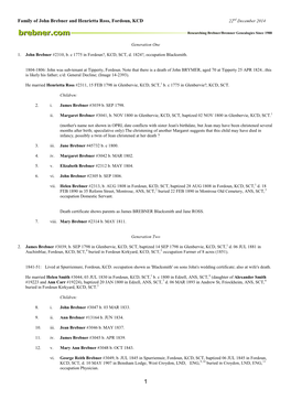 Family of John Brebner and Henrietta Ross, Fordoun, KCD 22Nd December 2014