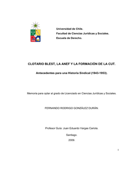 Clotario Blest, La Anef Y La Formación De La Cut