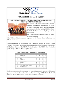 NEWSLETTER 113 (April 18, 2013)