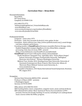 Curriculum Vitae— Brian Belet