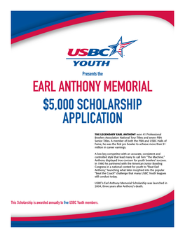 Earl Anthony Memorial $5,000 Scholarship Application