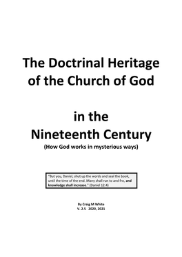 The Doctrinal Heritage of the Church of God in the Nineteenth Century