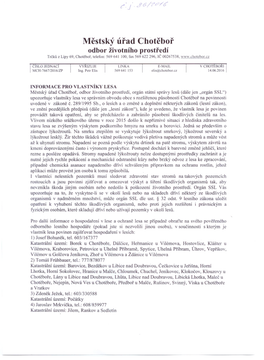 Městský Úřad Chotěboř Odbor Životního Prostředí Trčků Z Lípy 69, Chotěboř, Telefon: 569 641 100, Fax 569 622 296, IČ 00267538