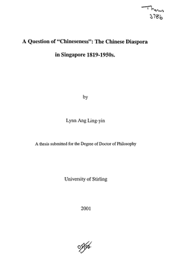 The Chinese Diaspora in Singapore 1819-1950S. By