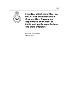 Reports of Select Committees on the 2014/15 Annual Reviews of Crown