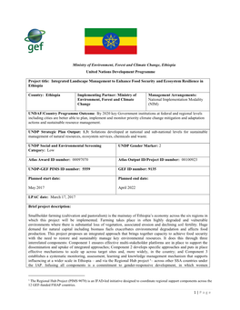 Ministry of Environment, Forest and Climate Change, Ethiopia United Nations Development Programme