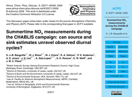 Summertime Nox Measurements During the CHABLIS Campaign