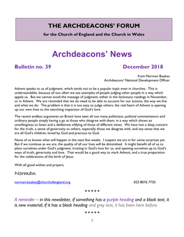 National Archdeacons' Forum Mailing