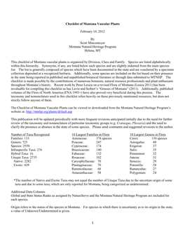 Checklist of Montana Vascular Plants