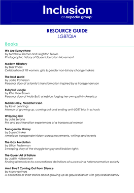 RESOURCE GUIDE LGBTQIA Books