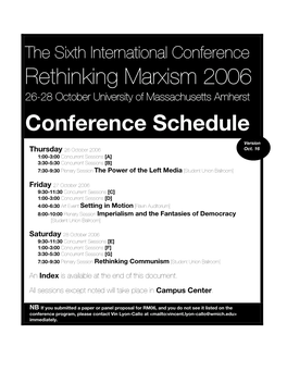 Rethinking Marxism 2006 Conference Schedule