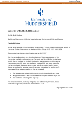 University of Huddersfield Repository