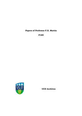 Papers of Professor F.X. Martin P189 UCD Archives
