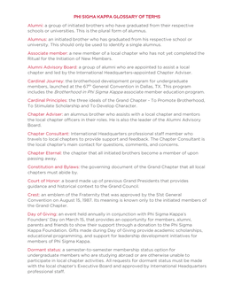 Phi Sigma Kappa Glossary of Terms
