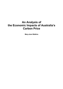 An Analysis of the Economic Impacts of Australia's Carbon Price