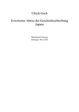 Ulrich Goch Erweiterter Abriss Der Geschichtsschreibung Japans