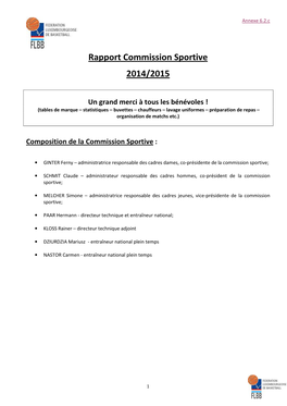 Rapport Commission Sportive 2014/2015