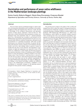 Germination and Performance of Seven Native Wildflowers in the Mediterranean Landscape Plantings