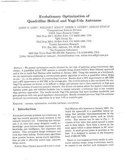 Evolutionary Optimization of Quadrifilar Helical and Yagi-Uda Antennas 1 Introduction