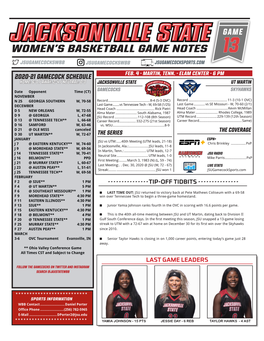 Women's Basketball Game Notes