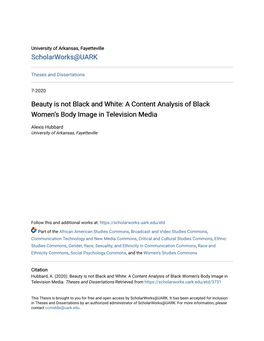 A Content Analysis of Black Women's Body Image in Television Media